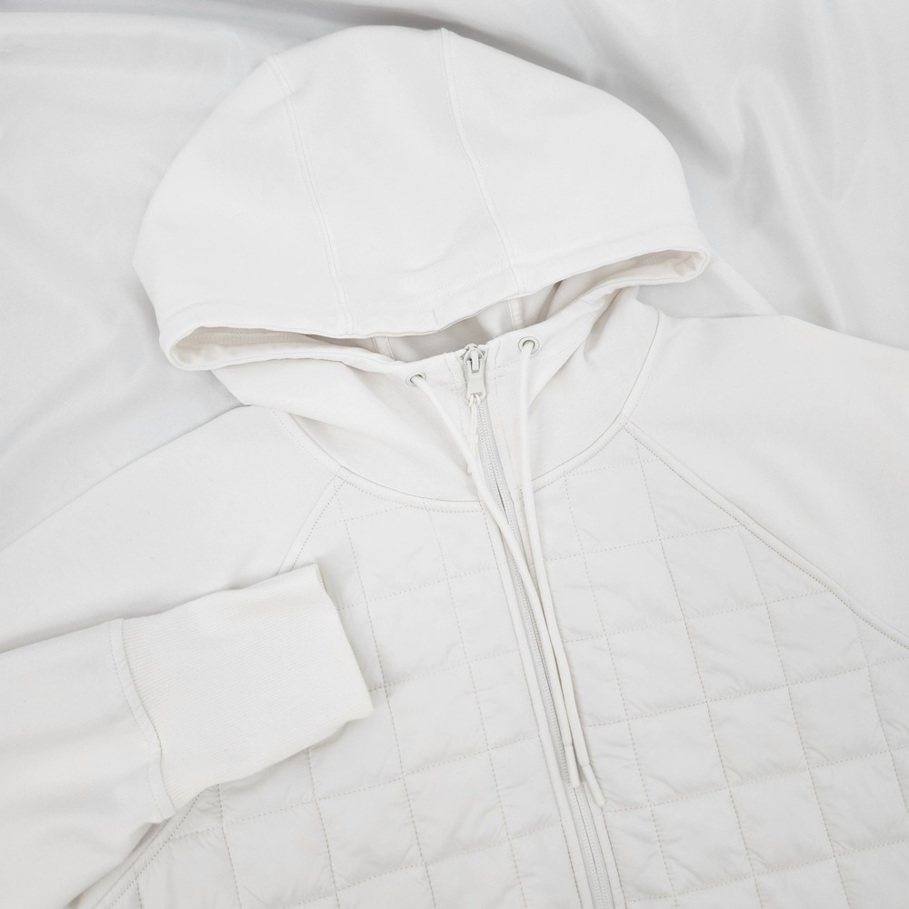 Old Navy Womens Dynamic Fleece Quilted Hoodie Size L White Minimalist Clean Girl